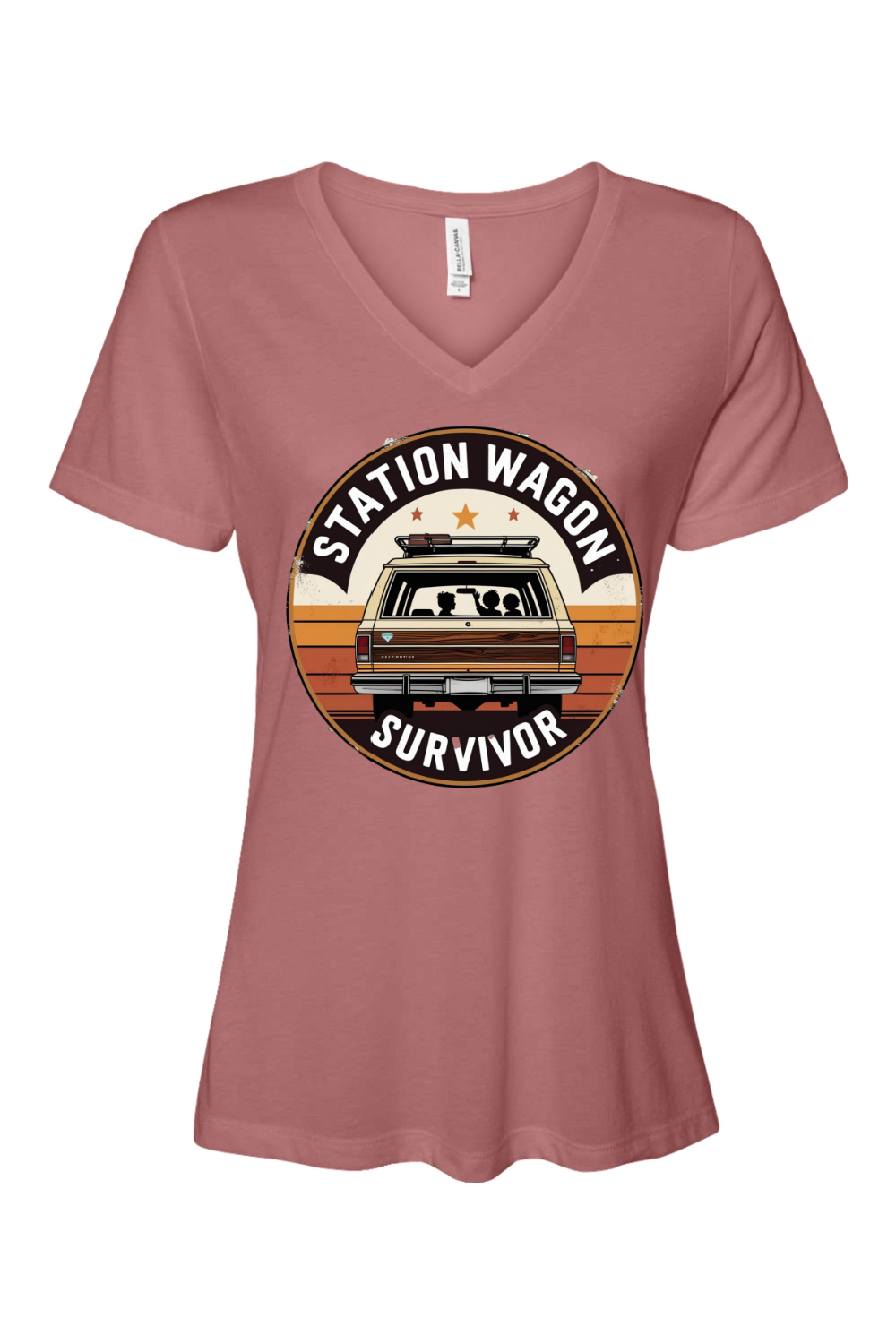 Relaxed Fit Women's V-Neck T-Shirt - Station Wagon Survivor