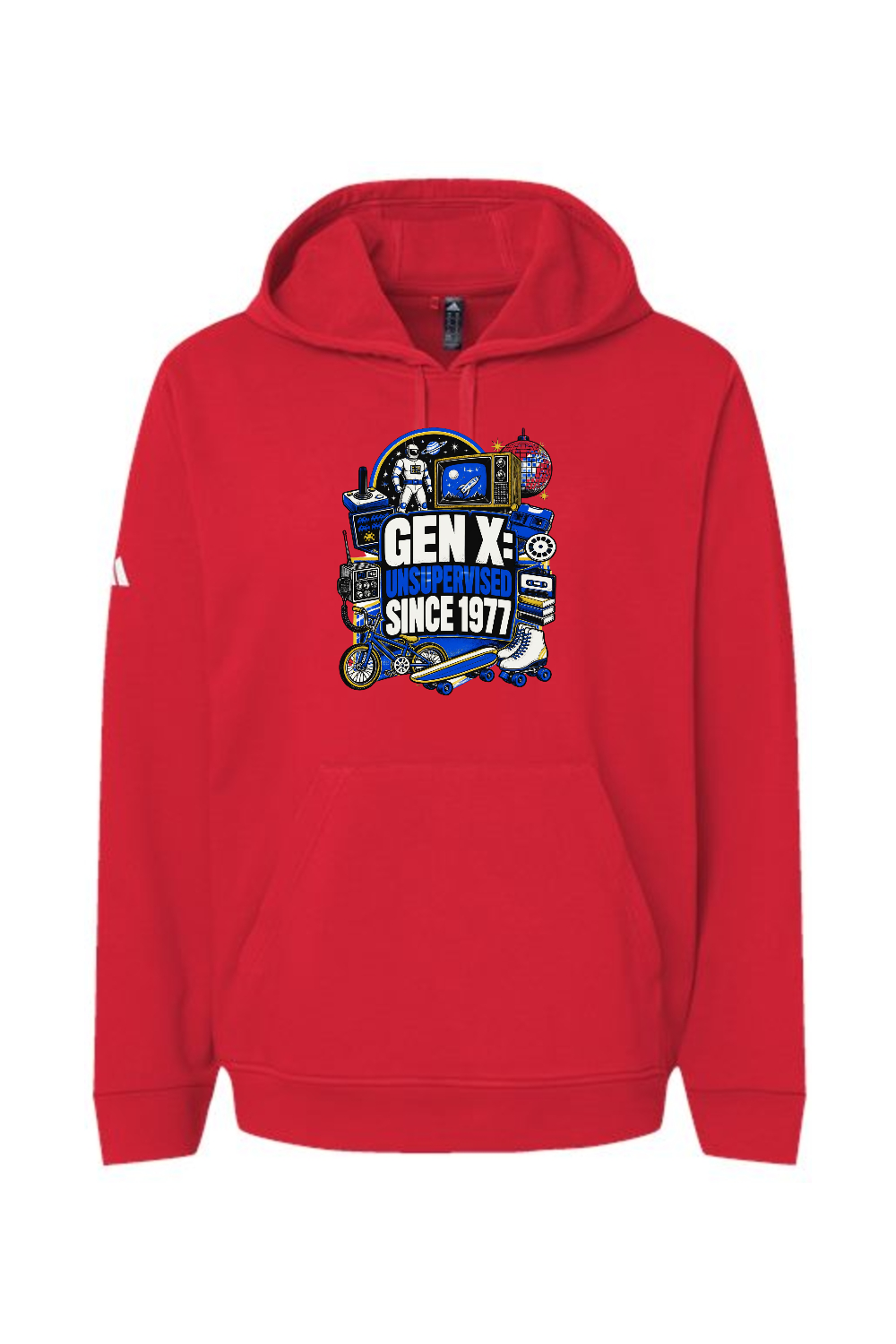 Adidas Fleece Hooded Sweatshirt: GEN X UNSUPERVISED SINCE 1977
