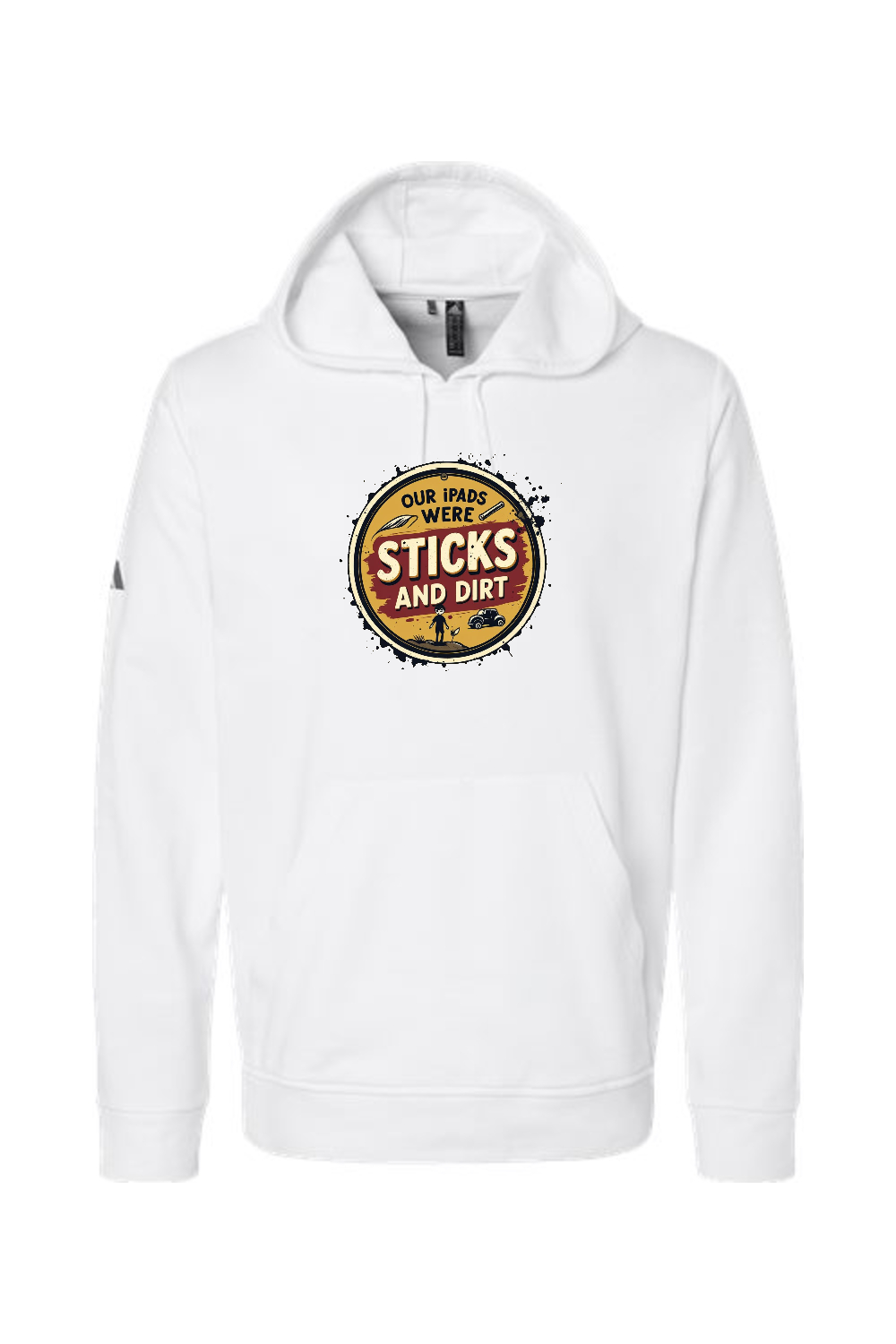 Adidas Fleece Hooded Sweatshirt: Sticks and Dirt