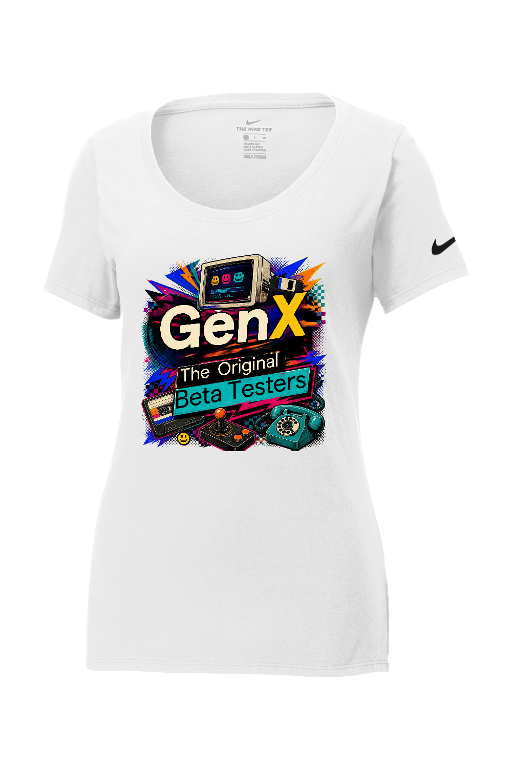 Nike Ladies Core Cotton Scoop Neck Tee: Gen X The Original Beta Testers