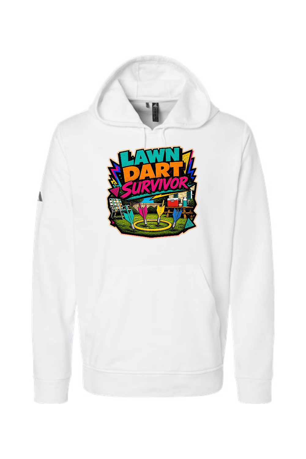 Adidas Fleece Hooded Sweatshirt: LAWN DART SURVIVOR
