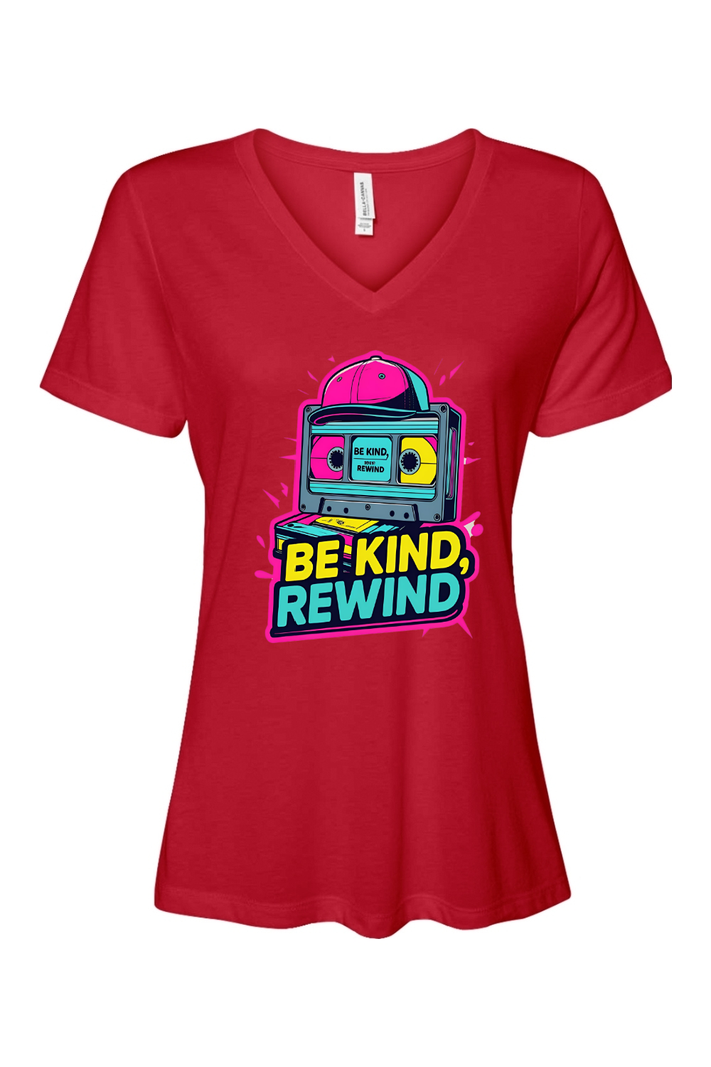 Relaxed Fit Women's V-Neck T-Shirt - Be Kind Rewind