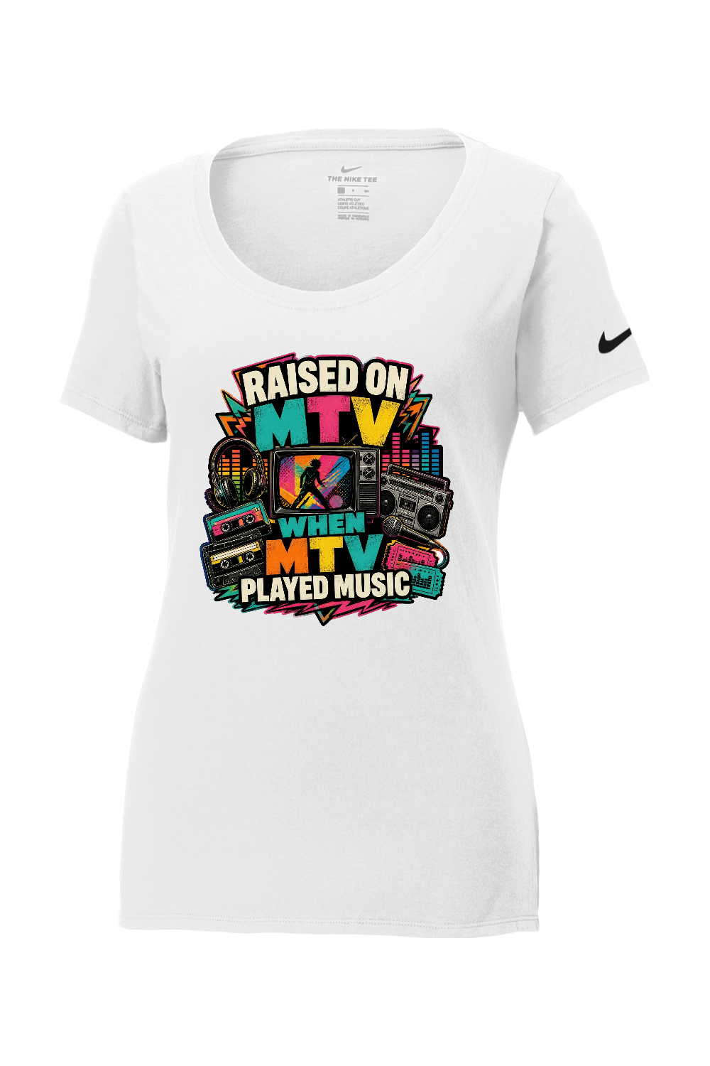 Nike Ladies Core Cotton Scoop Neck Tee: RAISED ON MTV WHEN MTV PLAYED MUSIC