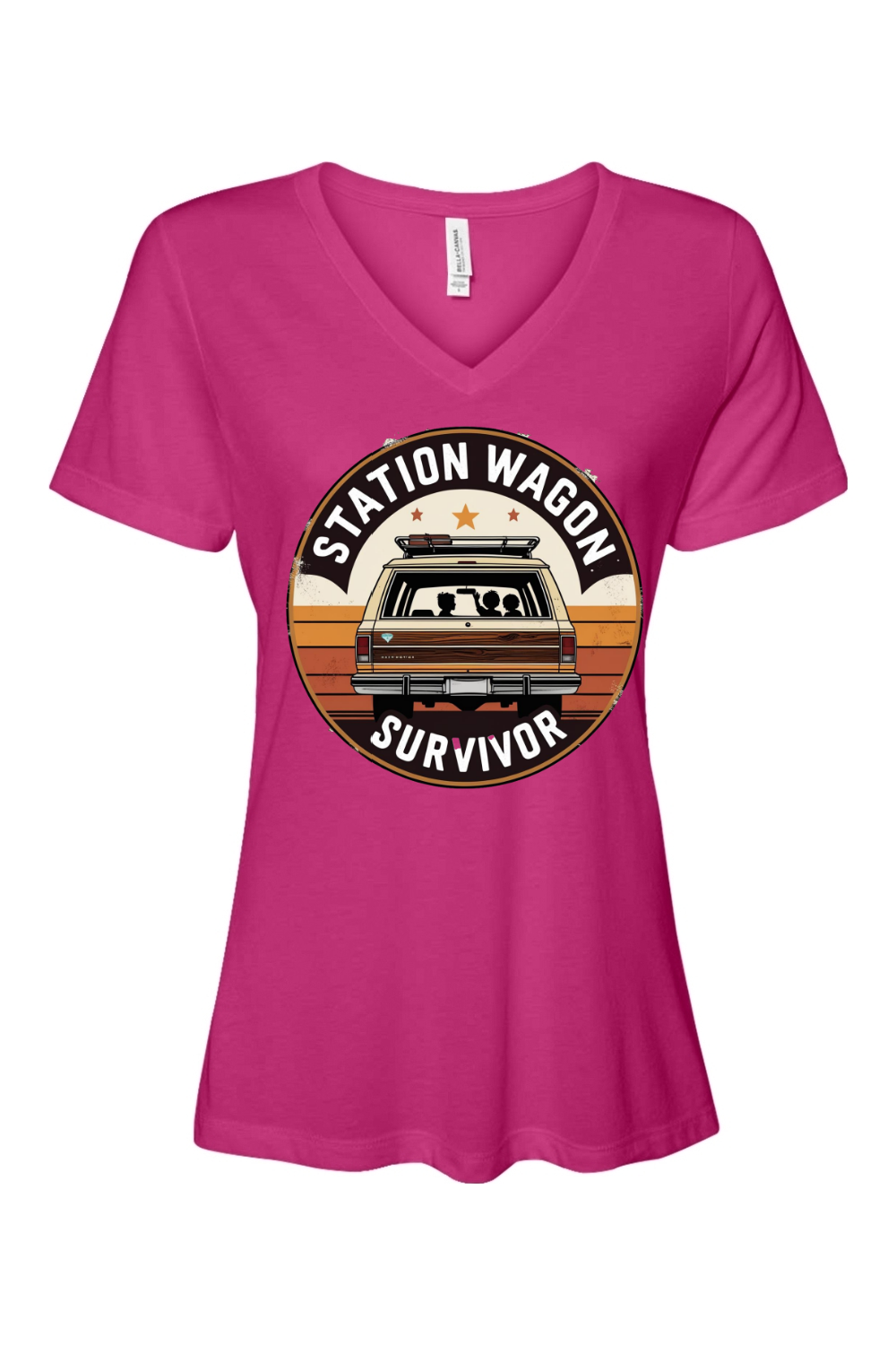 Relaxed Fit Women's V-Neck T-Shirt - Station Wagon Survivor