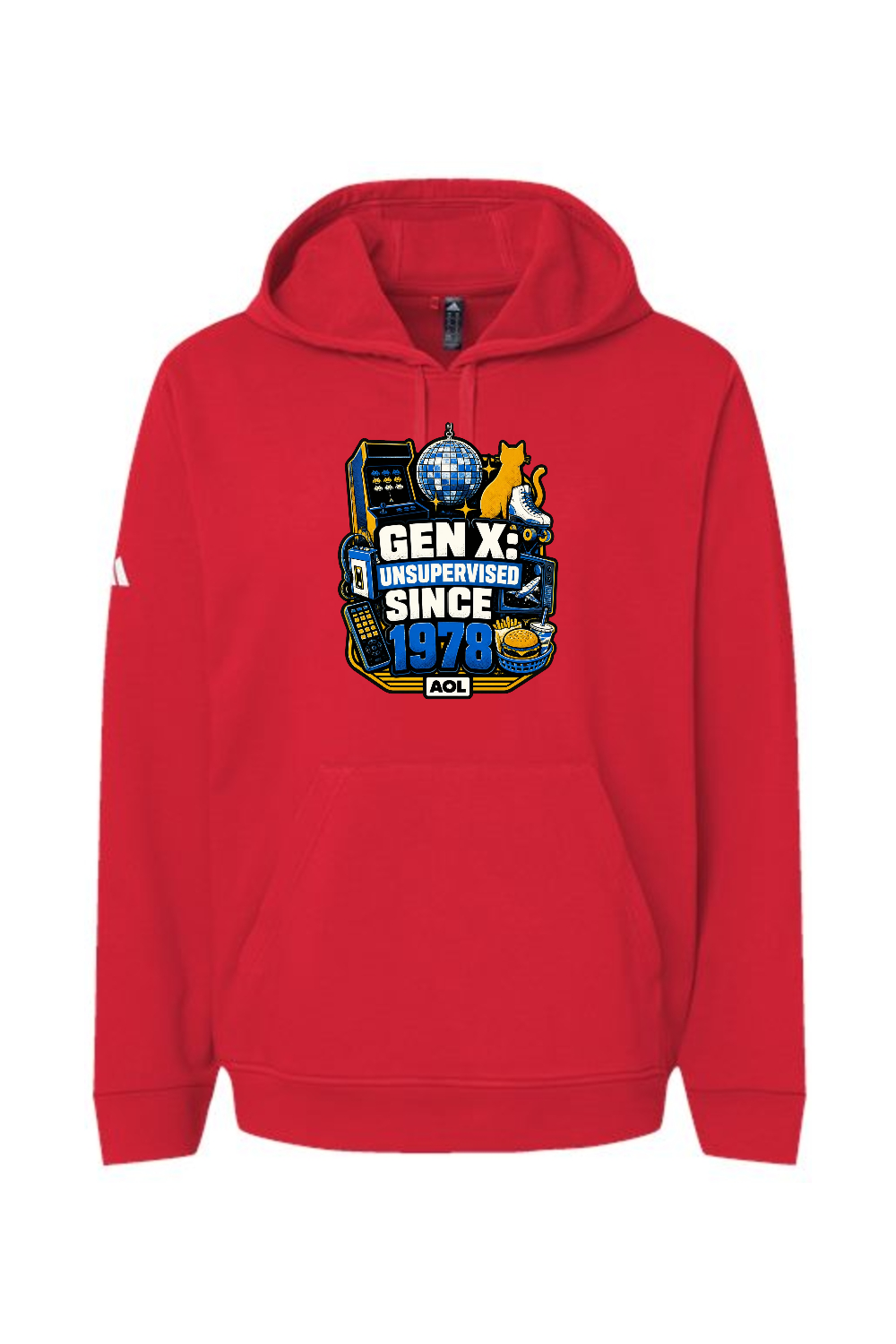 Adidas Fleece Hooded Sweatshirt: GEN X UNSUPERVISED SINCE 1978