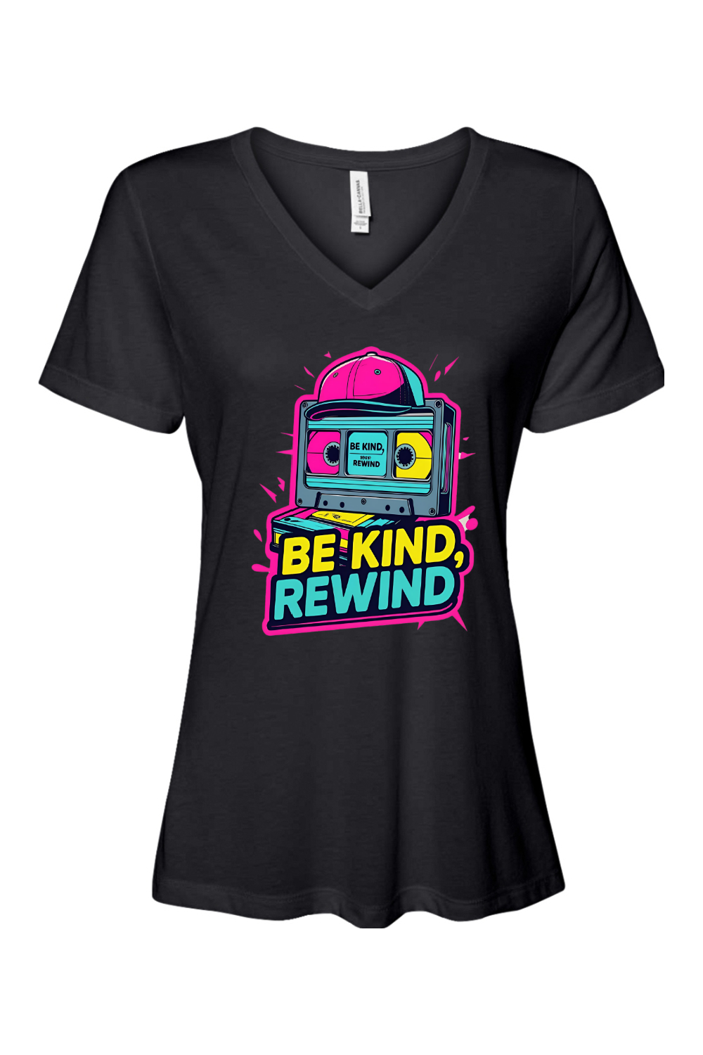 Relaxed Fit Women's V-Neck T-Shirt - Be Kind Rewind