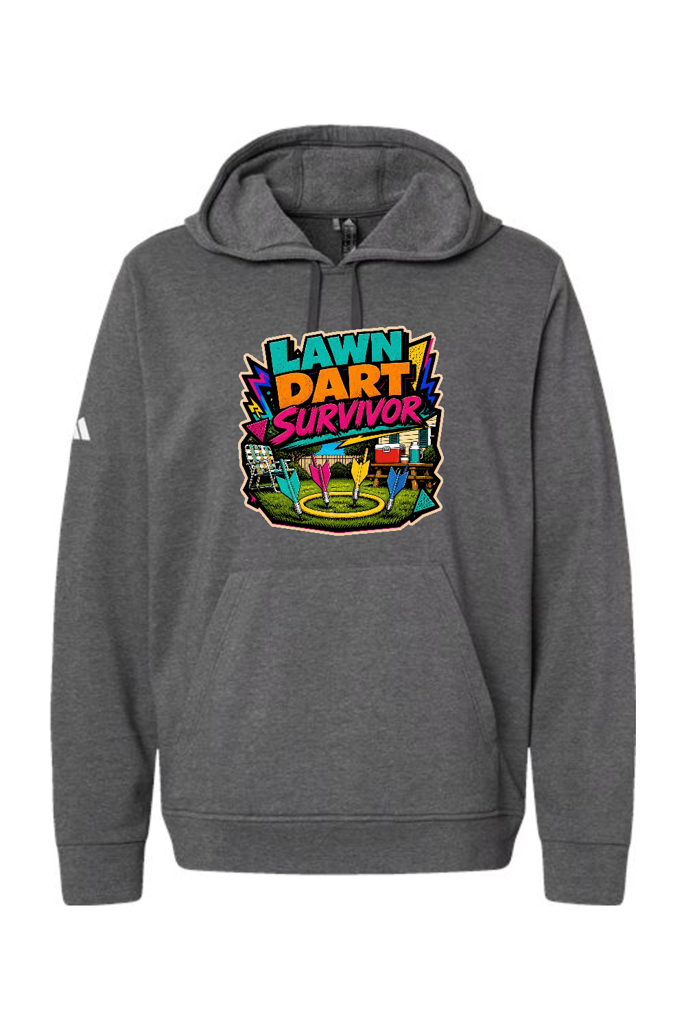 Adidas Fleece Hooded Sweatshirt: LAWN DART SURVIVOR