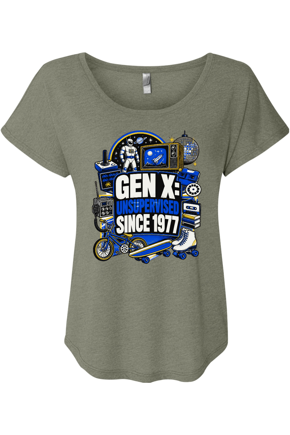 GEN X UNSUPERVISED SINCE 1977 Women's Triblend Dolman Tee