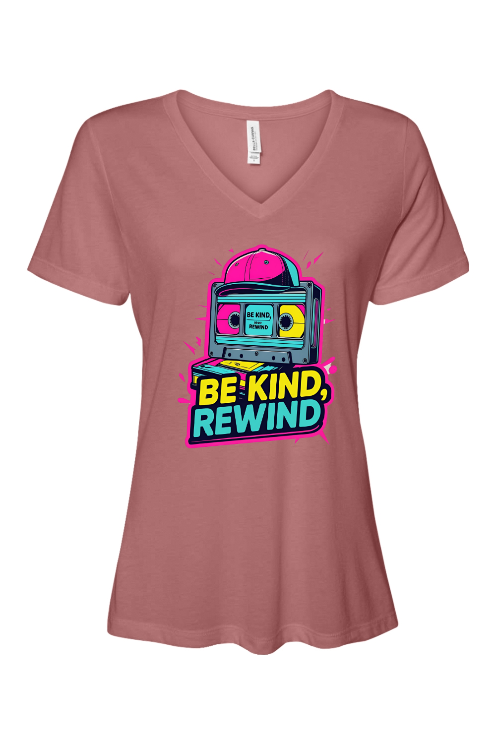 Relaxed Fit Women's V-Neck T-Shirt - Be Kind Rewind