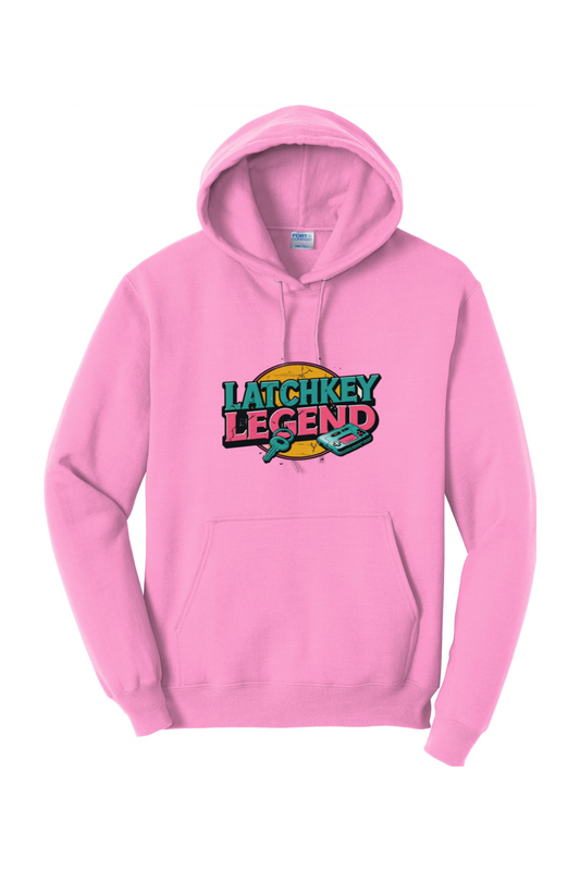Fleece Pullover Hoodie - Vintage Wordmark Logo for Latchkey Legend