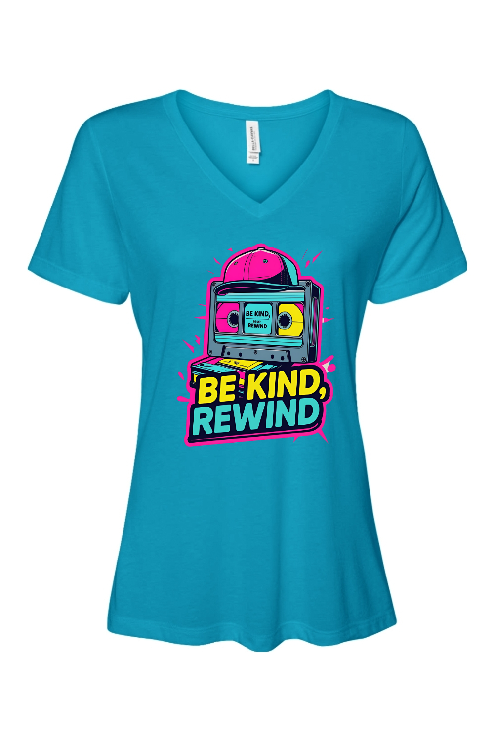 Relaxed Fit Women's V-Neck T-Shirt - Be Kind Rewind