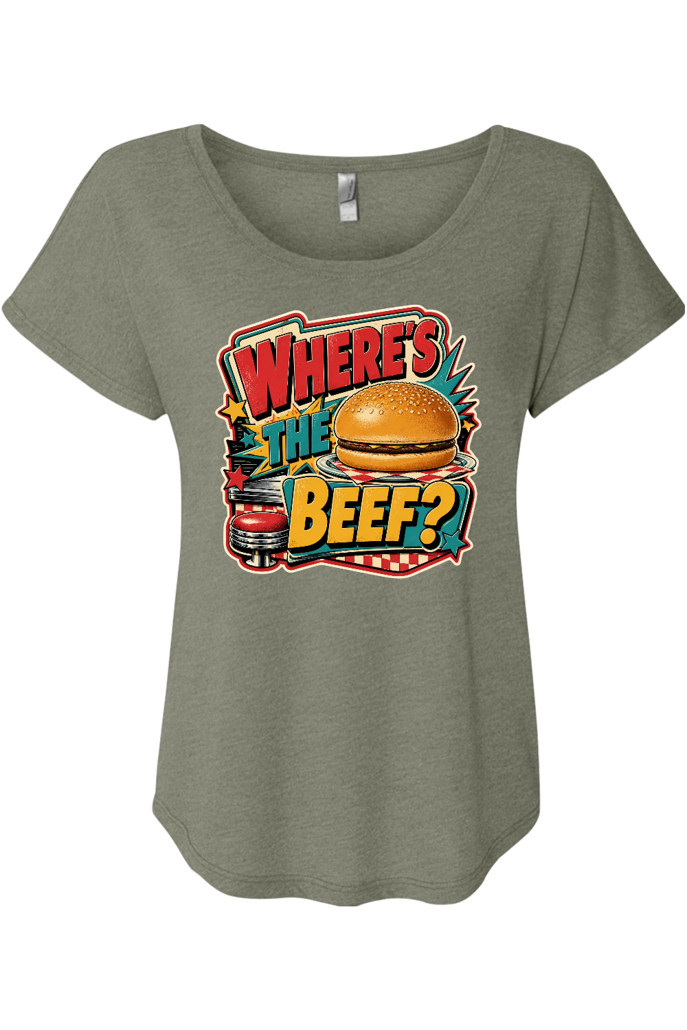 WHERE’S THE BEEF Women's Triblend Dolman Tee