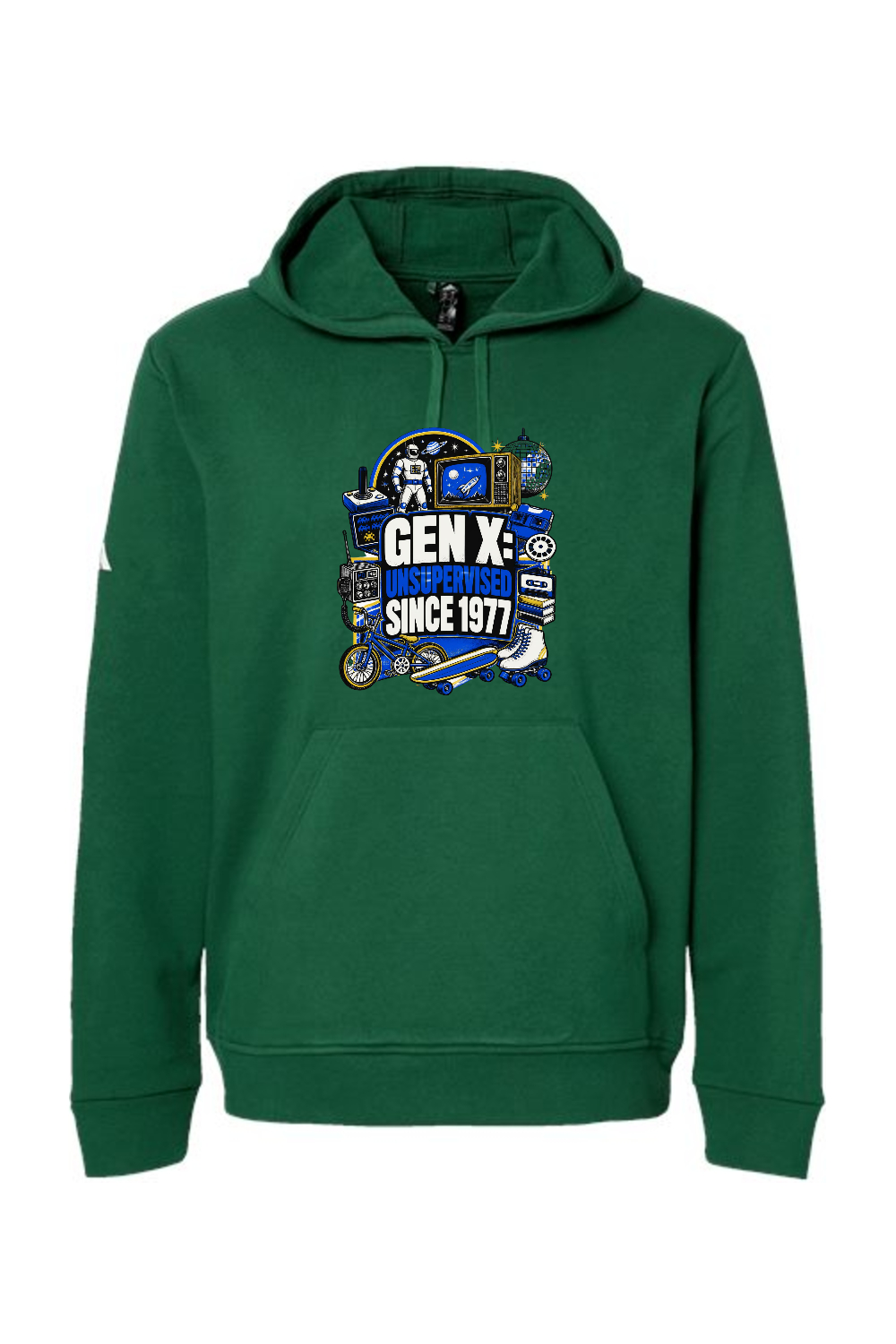 Adidas Fleece Hooded Sweatshirt: GEN X UNSUPERVISED SINCE 1977