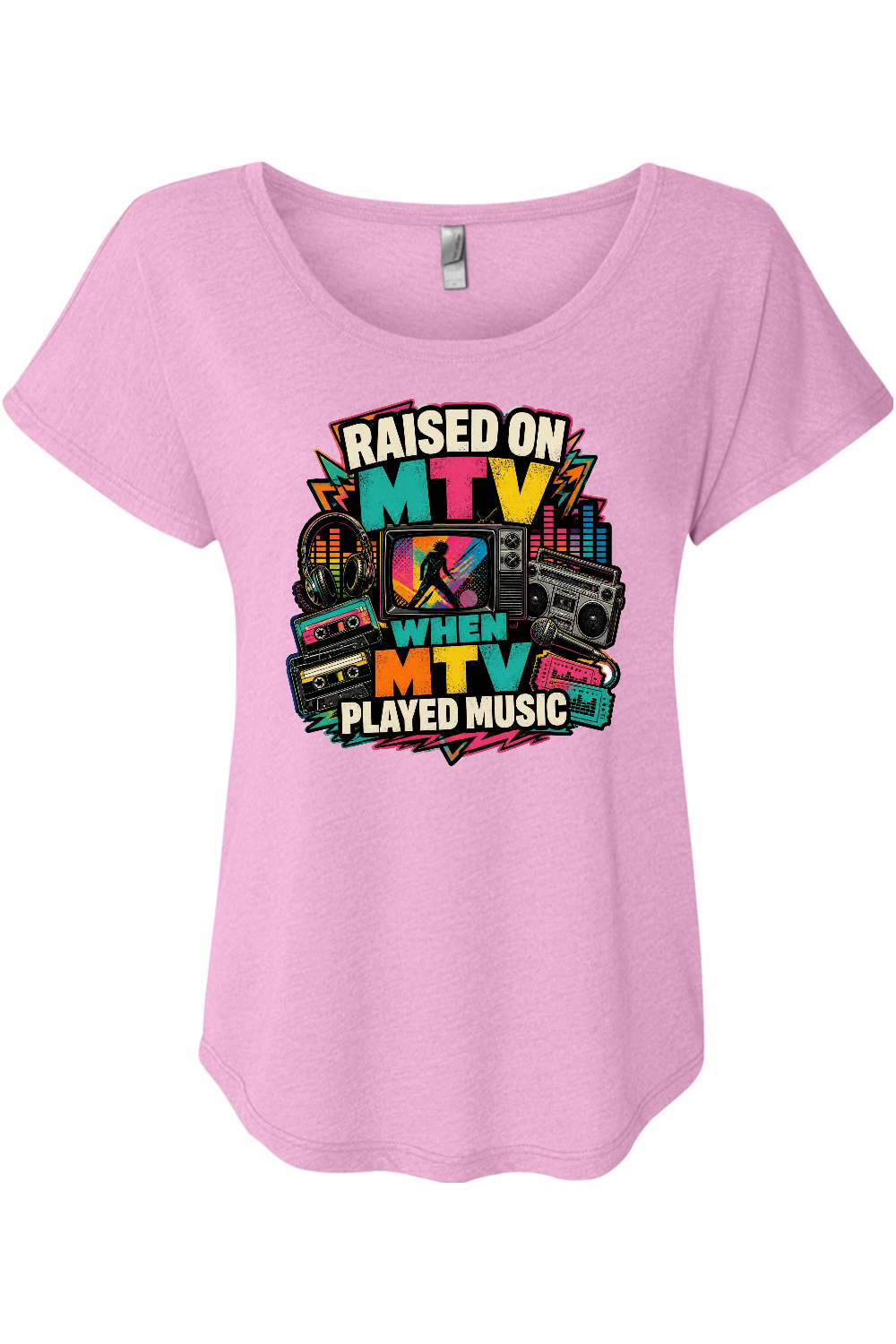 RAISED ON MTV WHEN MTV PLAYED MUSIC Women's Triblend Dolman Tee