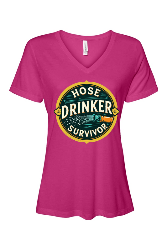Relaxed Fit Women's V-Neck T-Shirt - Hose Drinker Survivor