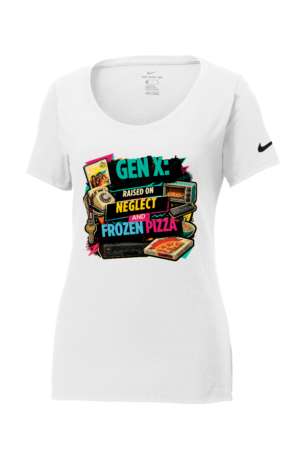 Nike Ladies Core Cotton Scoop Neck Tee: GEN X Raised on neglect and frozen pizza
