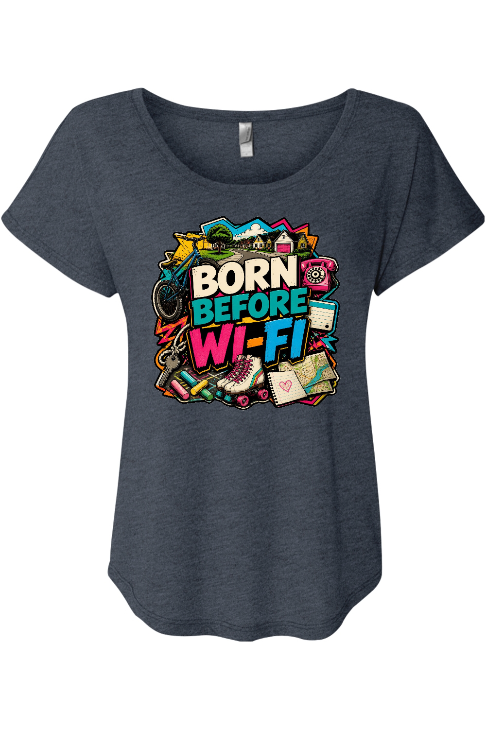 BORN BEFORE WI-FI Women's Triblend Dolman Tee