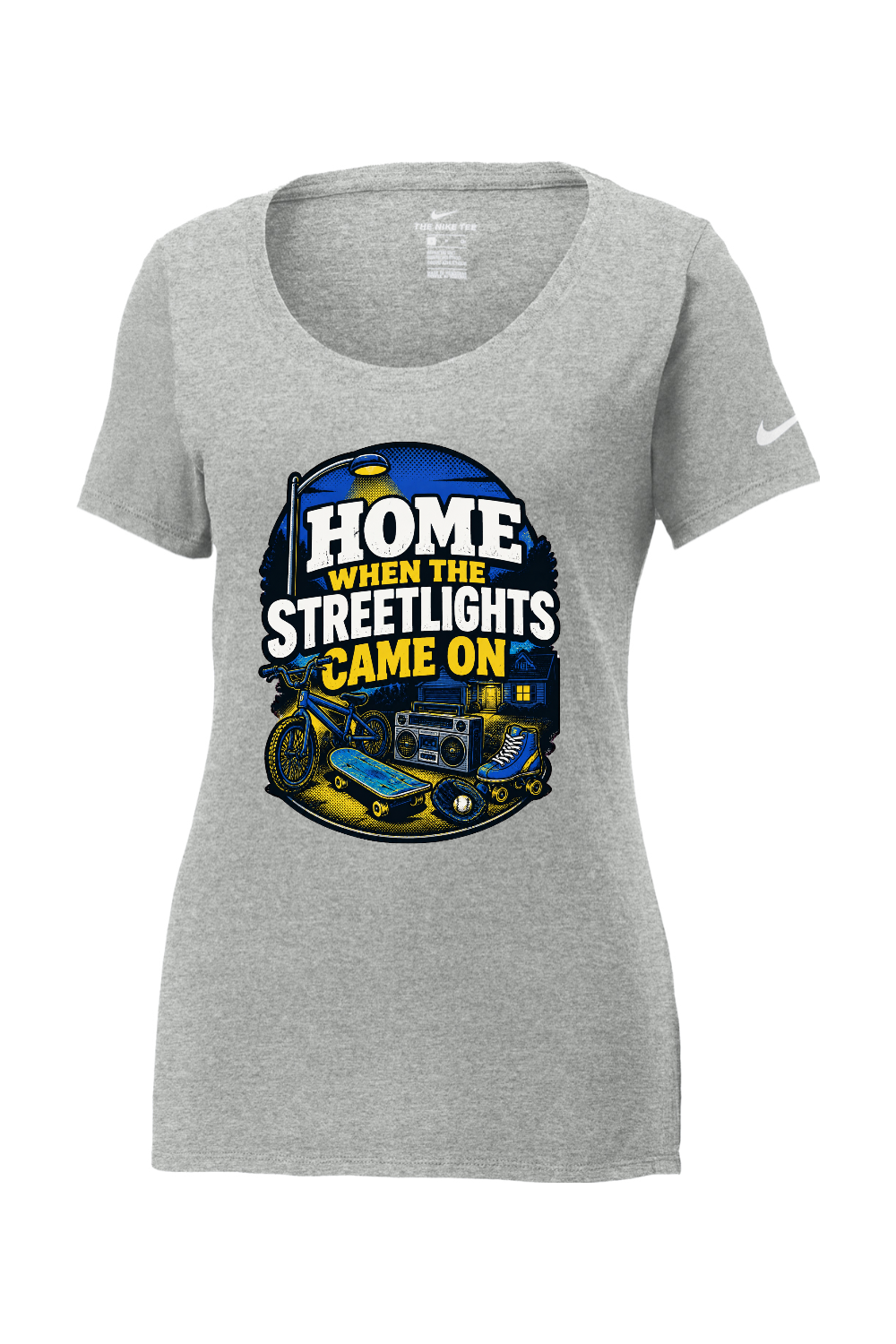 Nike Ladies Core Cotton Scoop Neck Tee: HOME WHEN THE STREETLIGHTS CAME ON