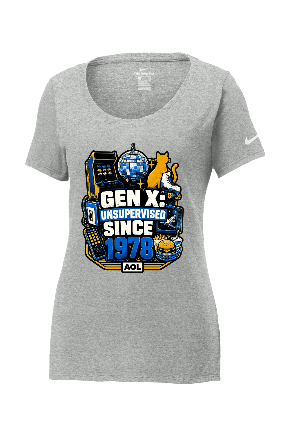Nike Ladies Core Cotton Scoop Neck Tee: GEN X UNSUPERVISED SINCE 1978