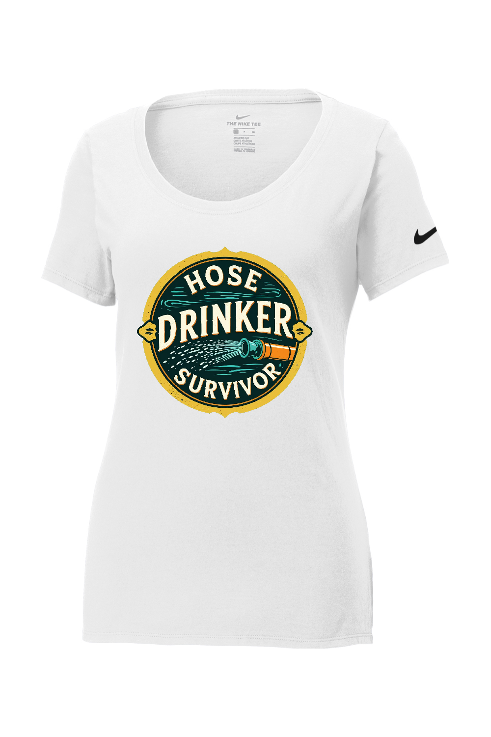 Nike Ladies Core Cotton Scoop Neck Tee: Hose Drinker Survivor