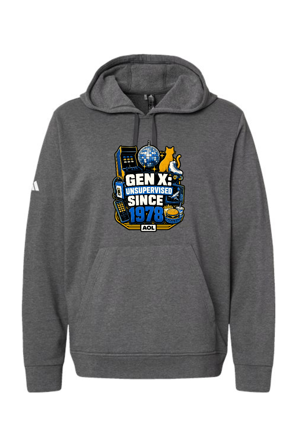Adidas Fleece Hooded Sweatshirt: GEN X UNSUPERVISED SINCE 1978
