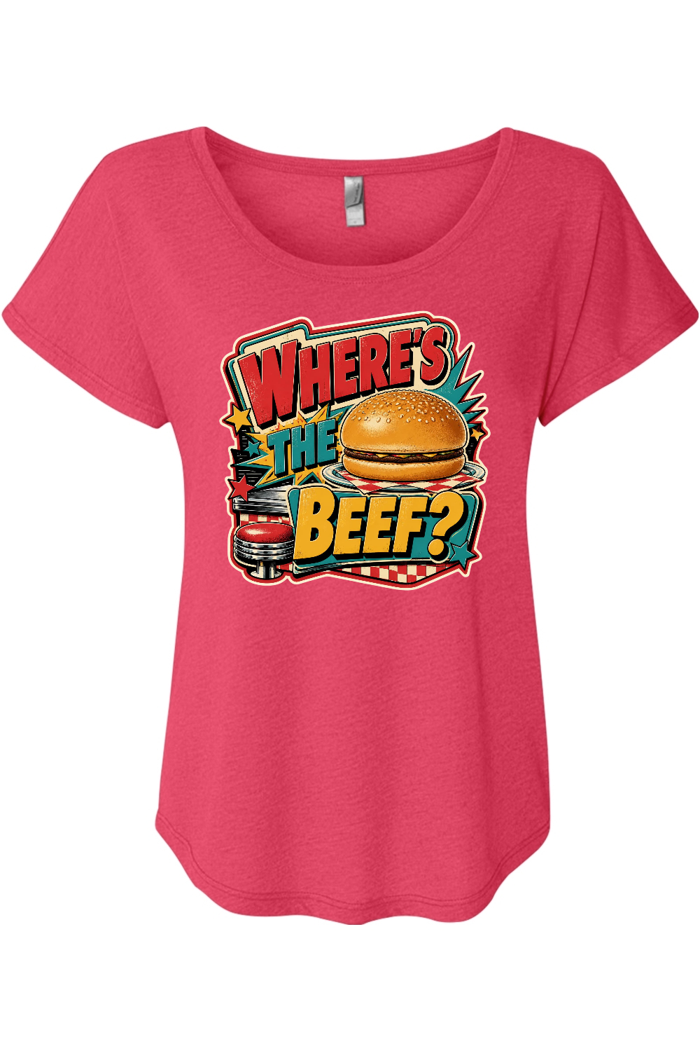 WHERE’S THE BEEF Women's Triblend Dolman Tee