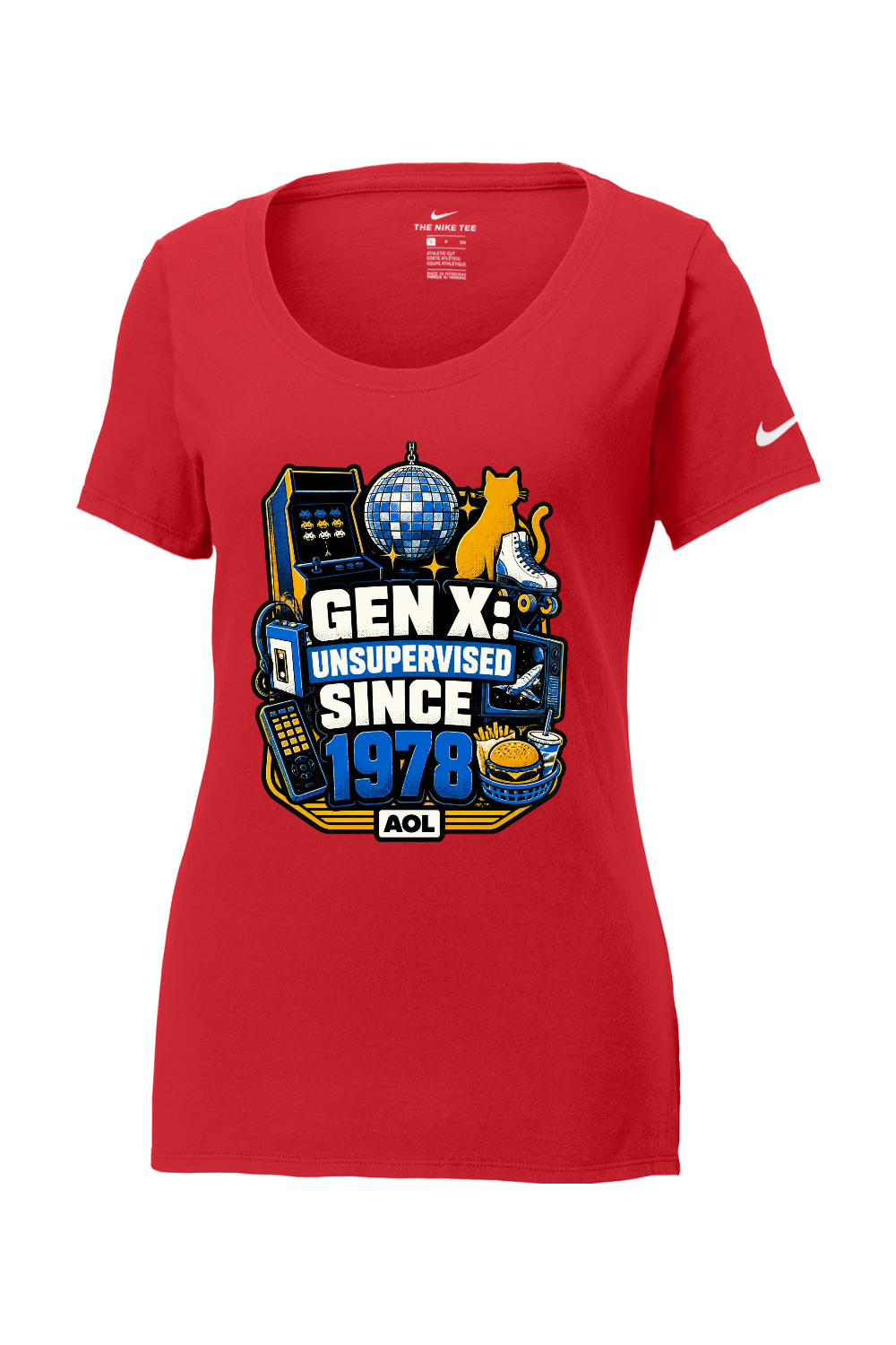 Nike Ladies Core Cotton Scoop Neck Tee: GEN X UNSUPERVISED SINCE 1978