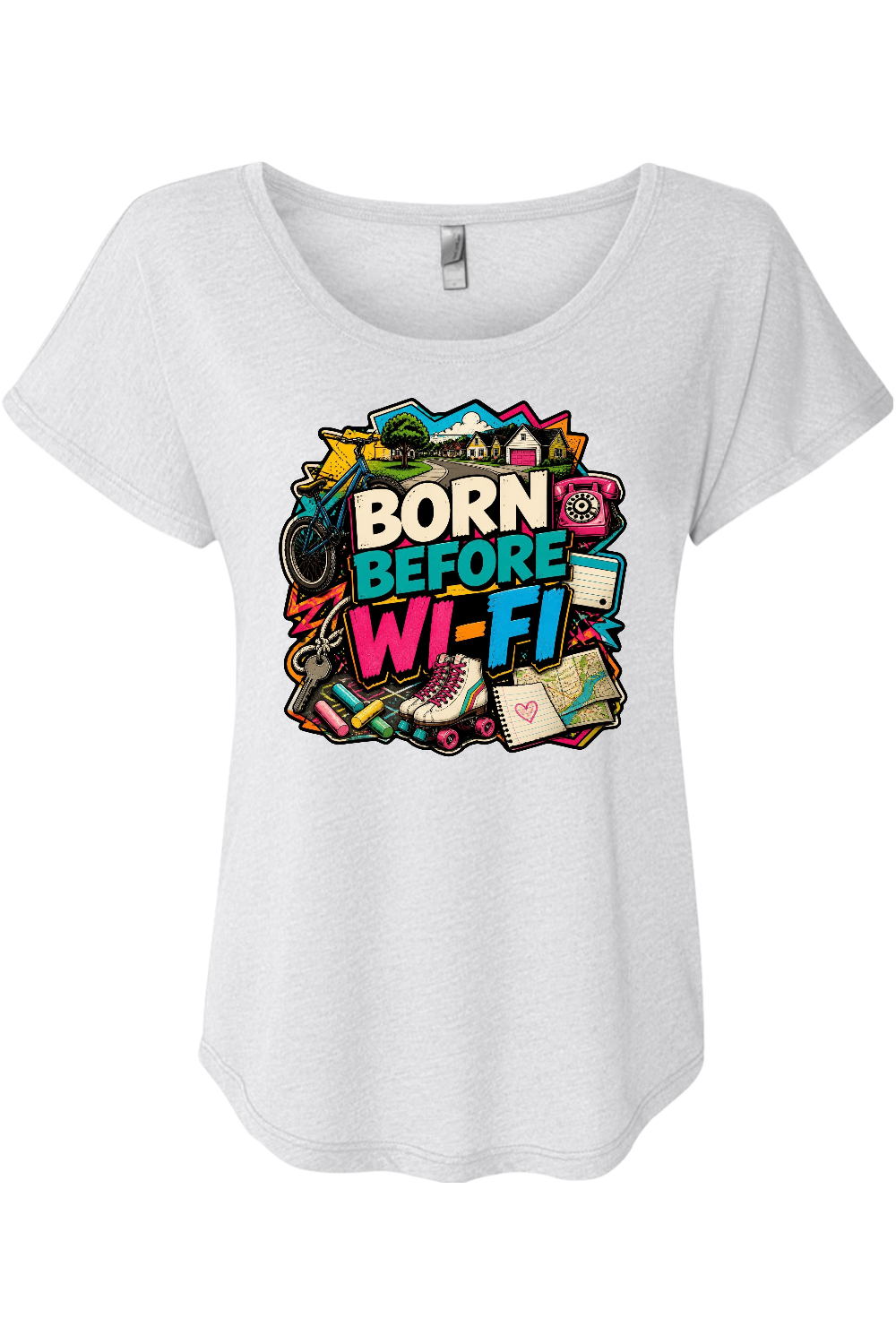 BORN BEFORE WI-FI Women's Triblend Dolman Tee