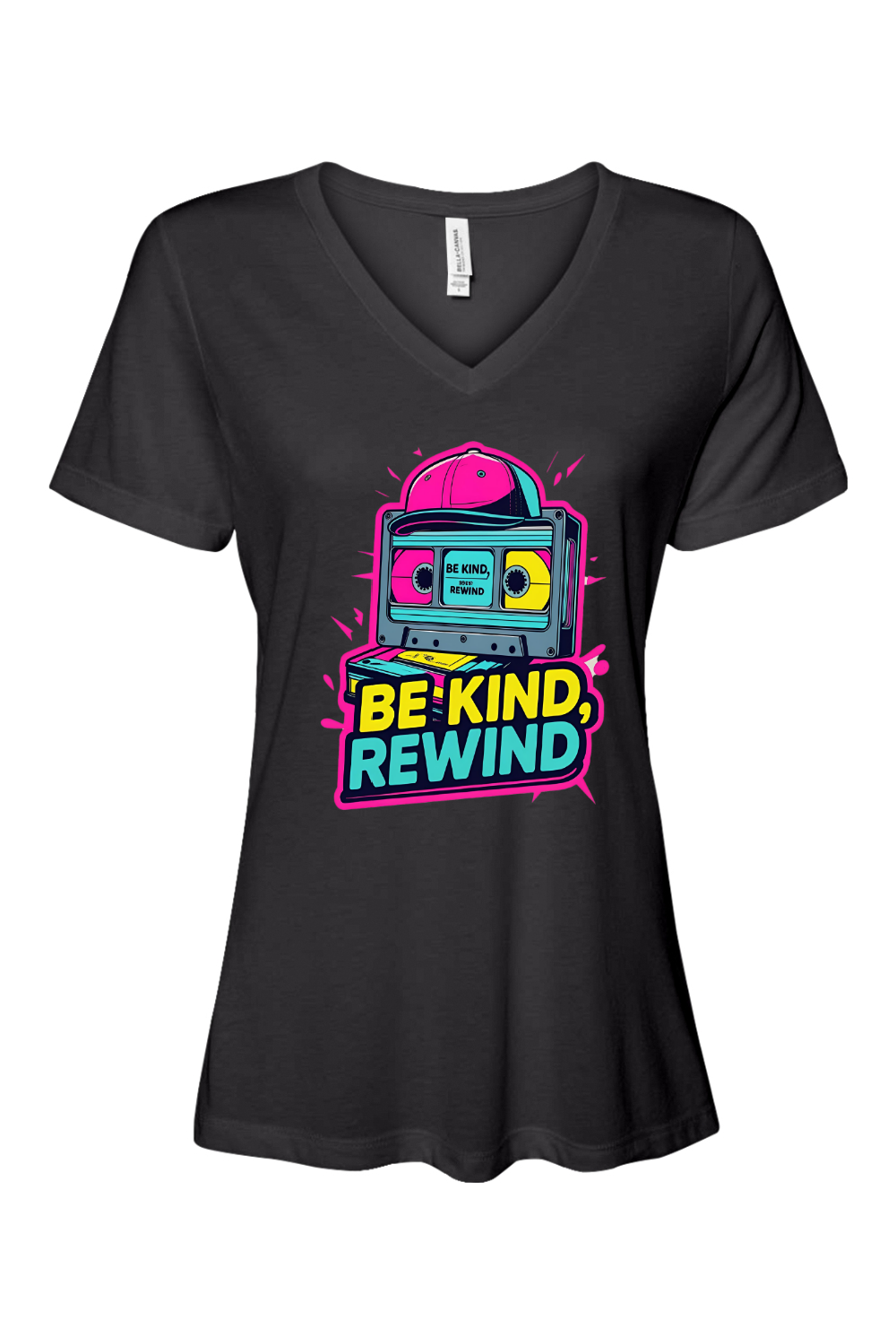 Relaxed Fit Women's V-Neck T-Shirt - Be Kind Rewind