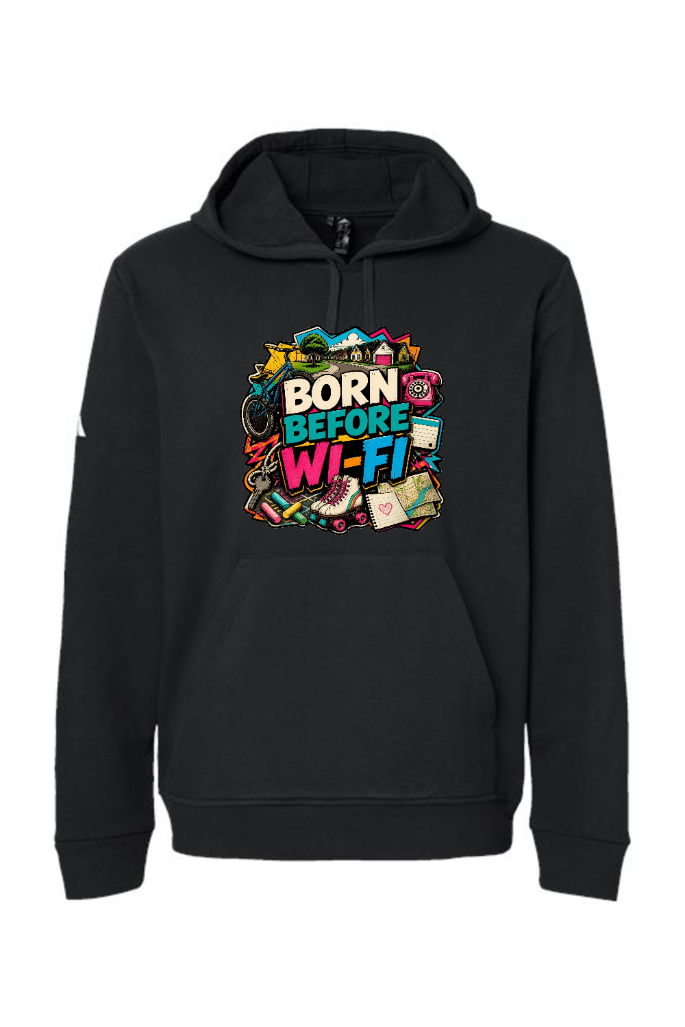 Adidas Fleece Hooded Sweatshirt: Born Before WI-FI