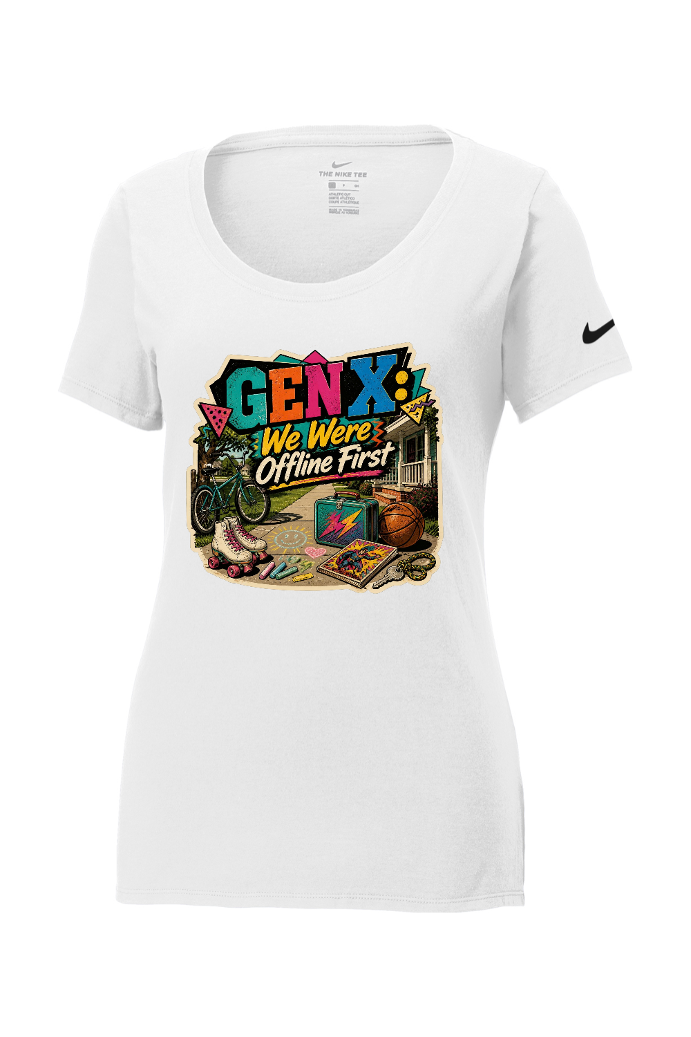 Nike Ladies Core Cotton Scoop Neck Tee: GEN X We Were Offline First