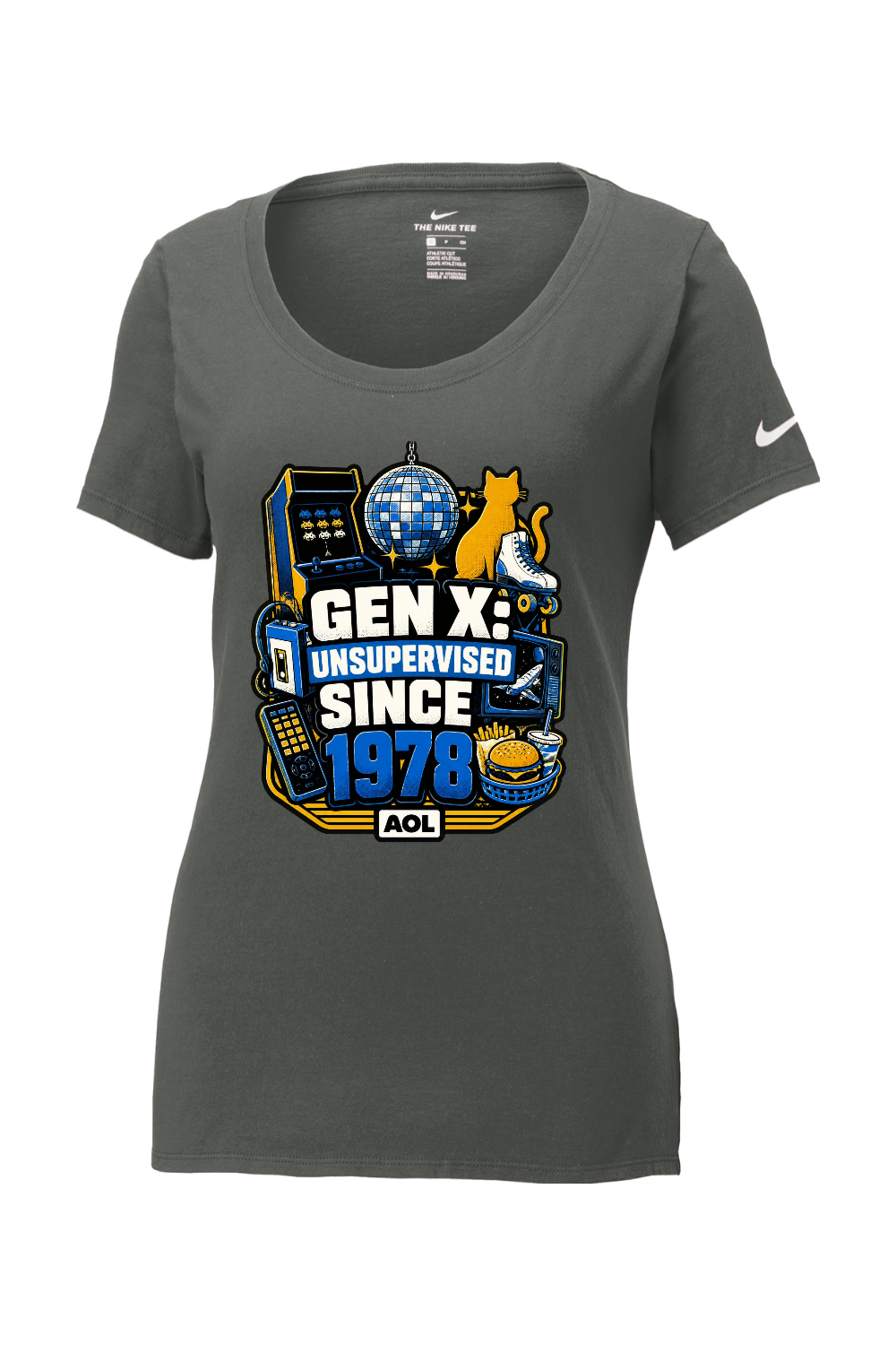 Nike Ladies Core Cotton Scoop Neck Tee: GEN X UNSUPERVISED SINCE 1978