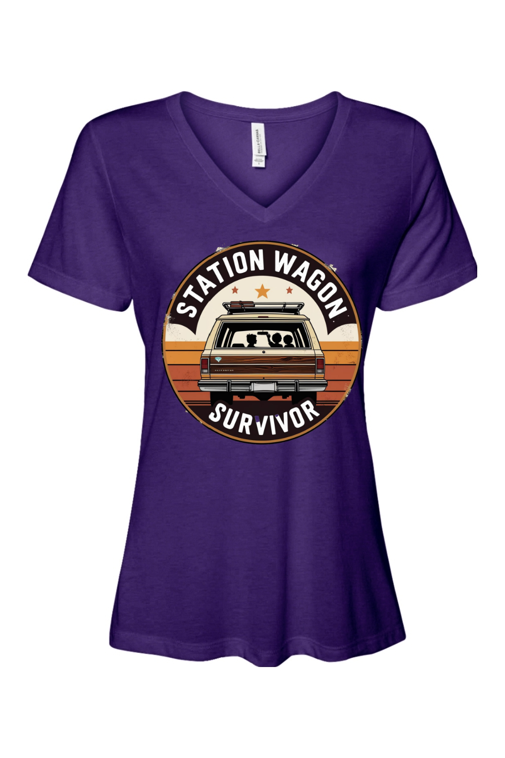 Relaxed Fit Women's V-Neck T-Shirt - Station Wagon Survivor