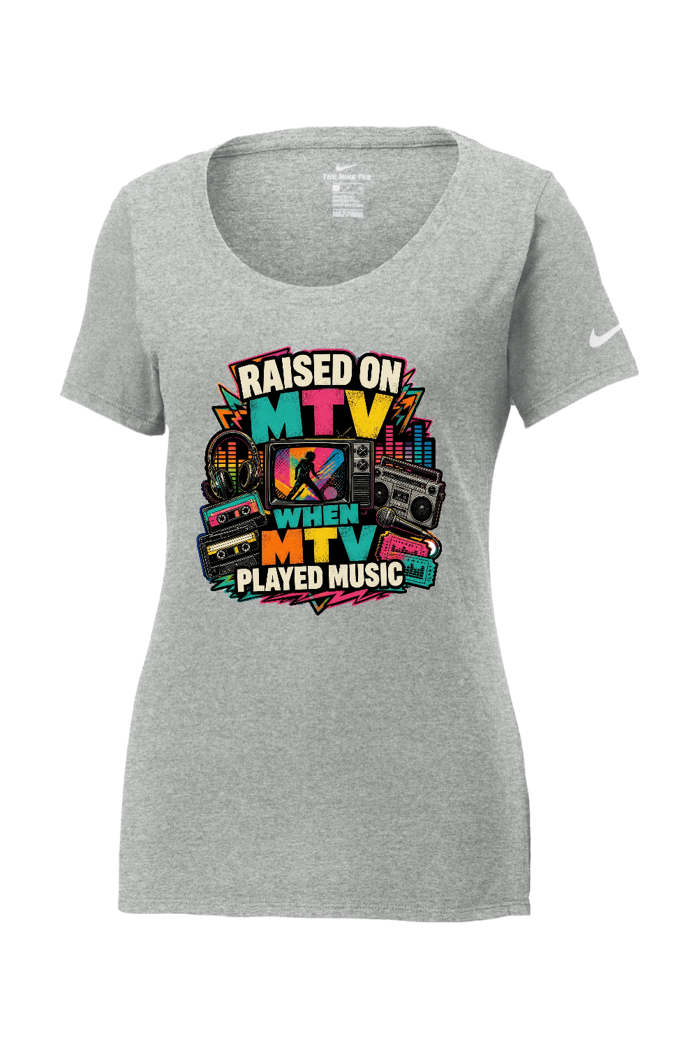 Nike Ladies Core Cotton Scoop Neck Tee: RAISED ON MTV WHEN MTV PLAYED MUSIC
