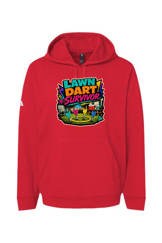 Adidas Fleece Hooded Sweatshirt: LAWN DART SURVIVOR