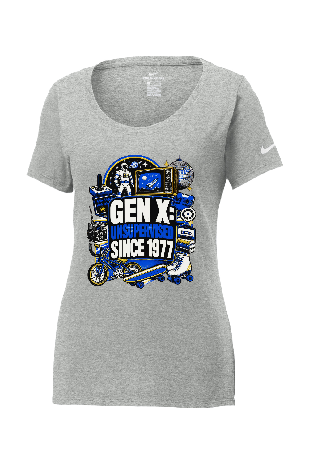 Nike Ladies Core Cotton Scoop Neck Tee: GEN X UNSUPERVISED SINCE 1977