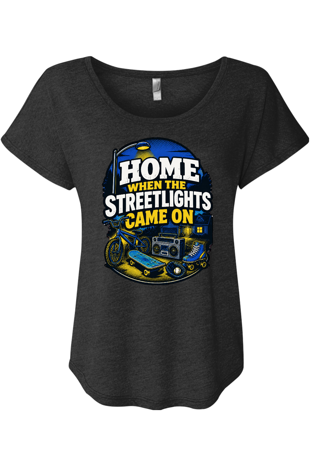 HOME WHEN THE STREETLIGHTS CAME ON Women's Triblend Dolman Tee