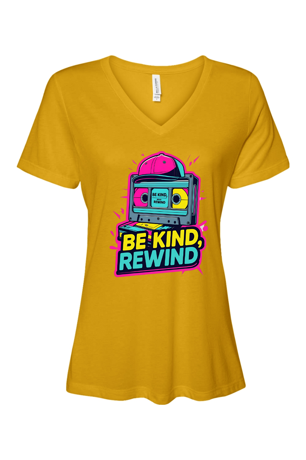Relaxed Fit Women's V-Neck T-Shirt - Be Kind Rewind