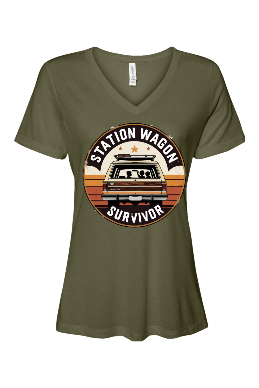 Relaxed Fit Women's V-Neck T-Shirt - Station Wagon Survivor