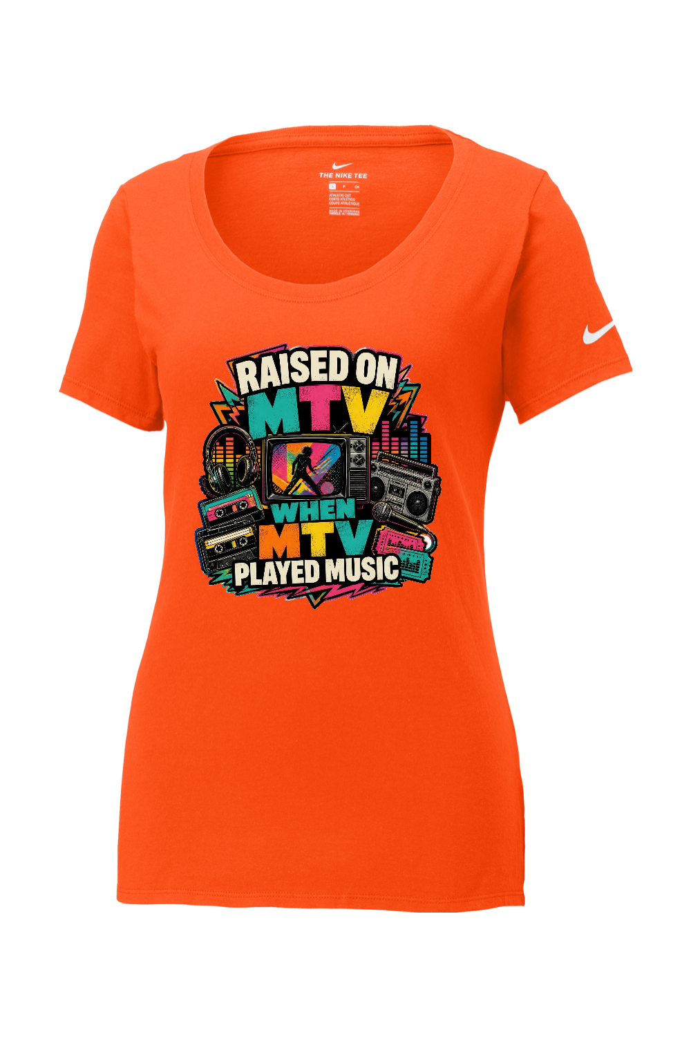 Nike Ladies Core Cotton Scoop Neck Tee: RAISED ON MTV WHEN MTV PLAYED MUSIC
