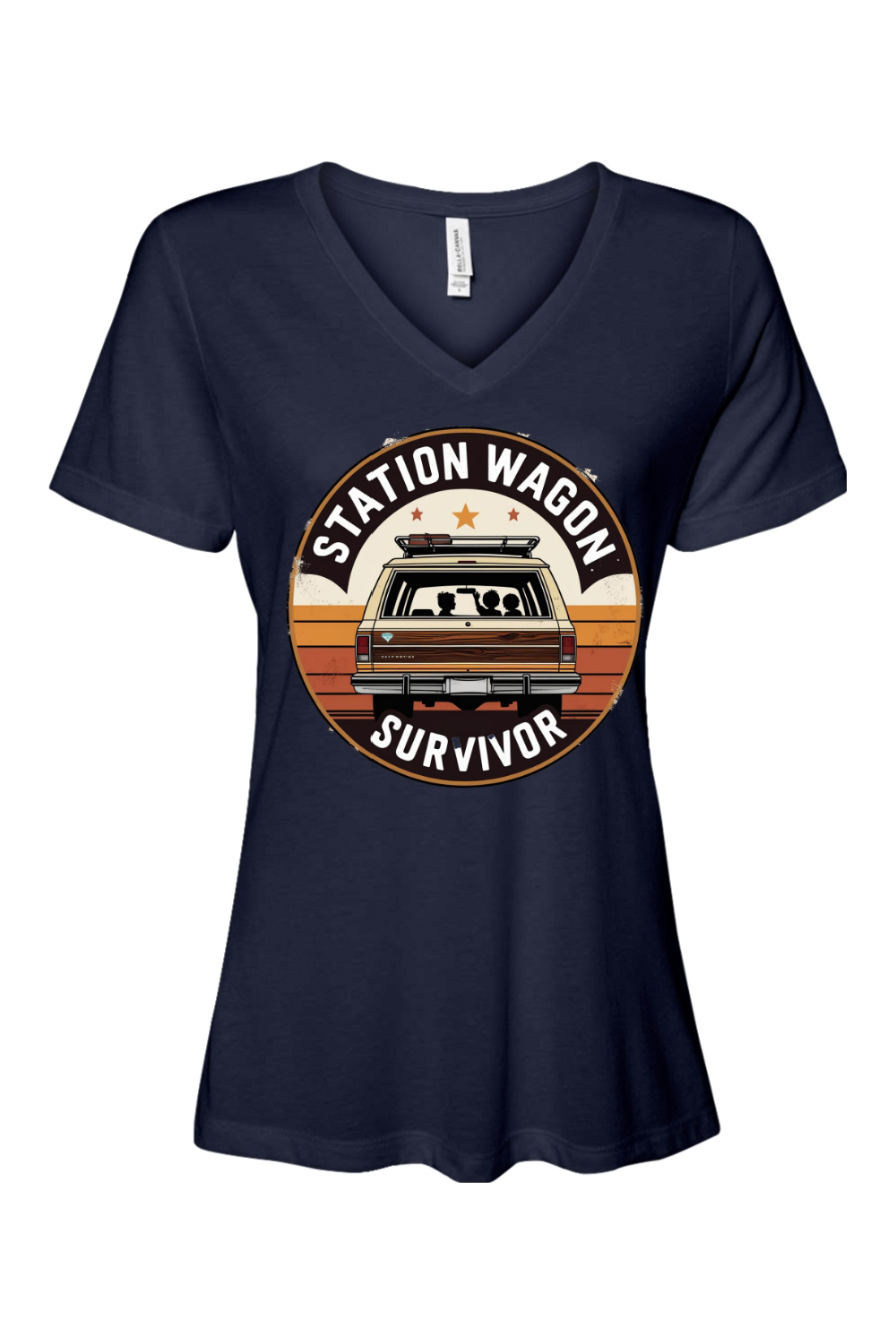 Relaxed Fit Women's V-Neck T-Shirt - Station Wagon Survivor