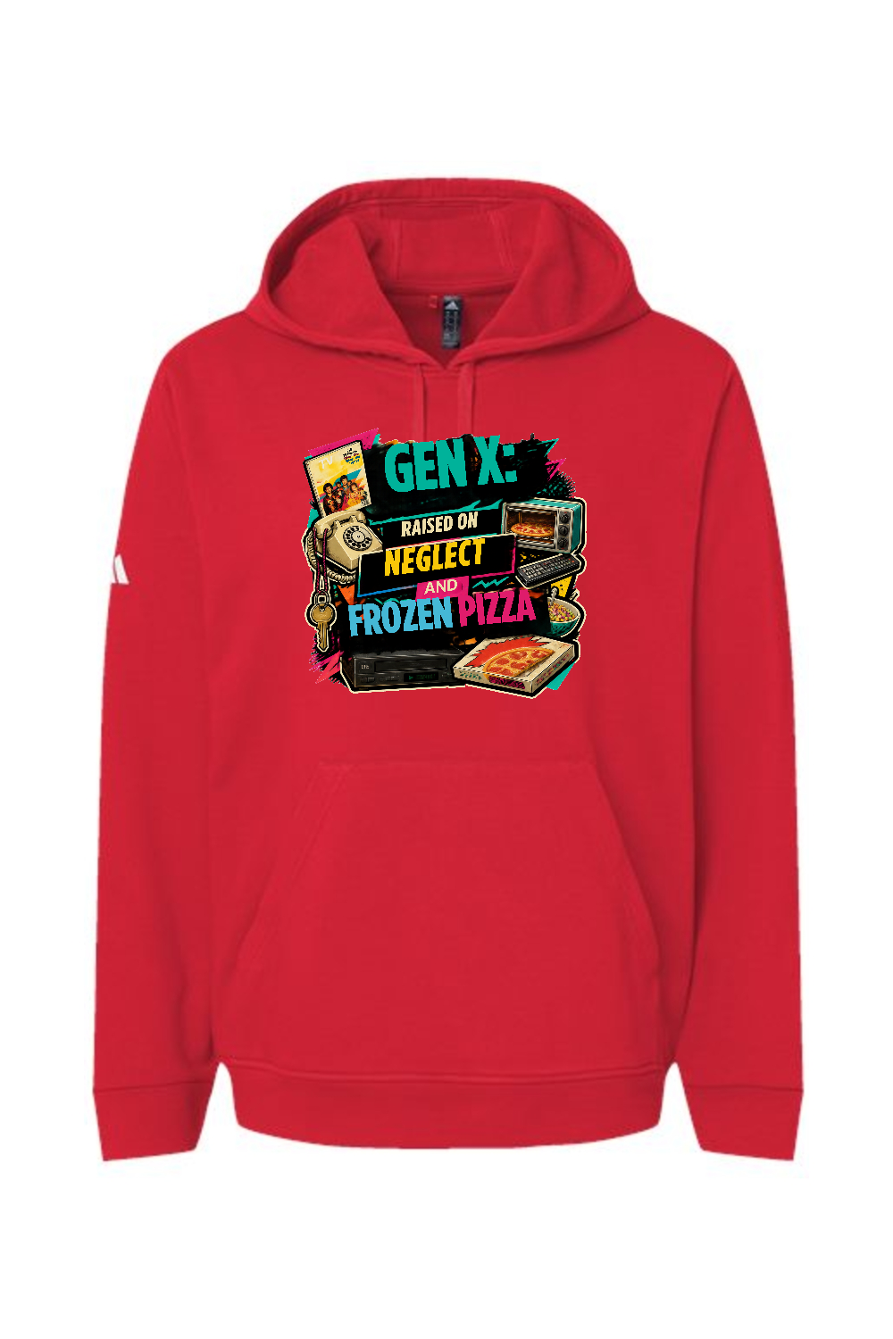 Adidas Fleece Hooded Sweatshirt: GEN X Raised on neglect and frozen pizza