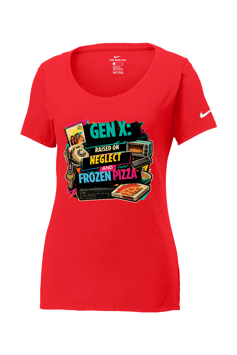 Nike Ladies Core Cotton Scoop Neck Tee: GEN X Raised on neglect and frozen pizza