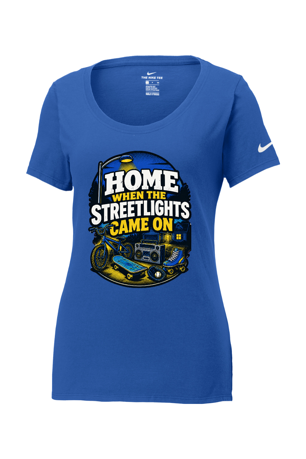 Nike Ladies Core Cotton Scoop Neck Tee: HOME WHEN THE STREETLIGHTS CAME ON