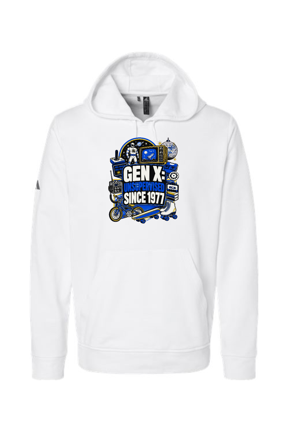 Adidas Fleece Hooded Sweatshirt: GEN X UNSUPERVISED SINCE 1977