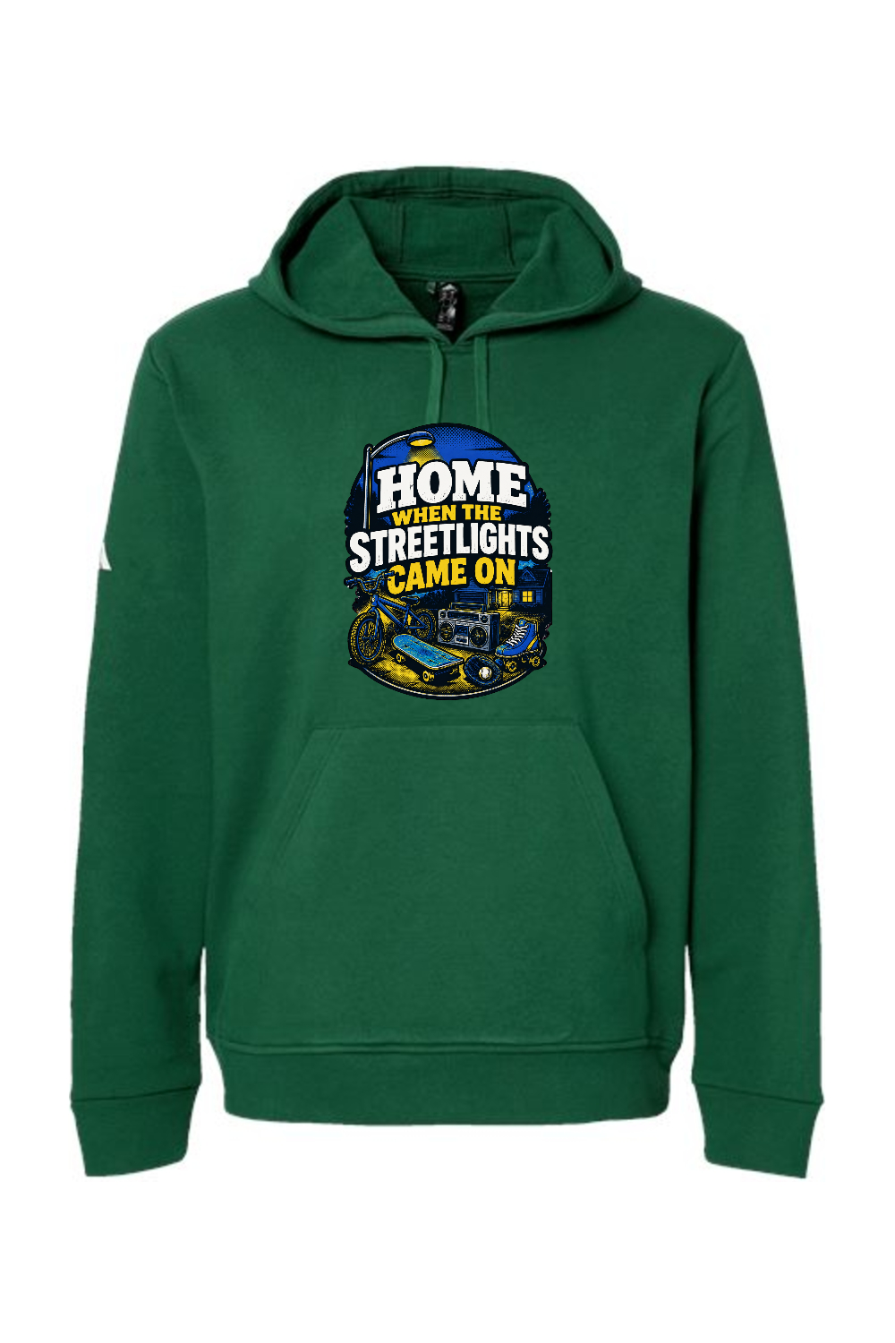 Adidas Fleece Hooded Sweatshirt: HOME WHEN THE STREETLIGHTS CAME ON