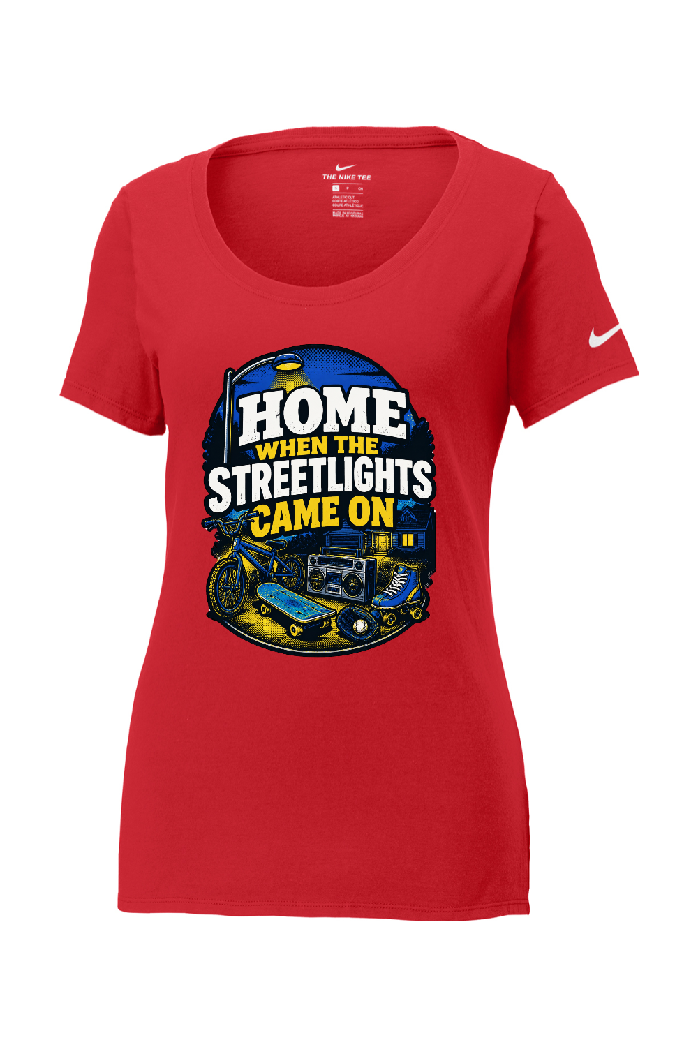 Nike Ladies Core Cotton Scoop Neck Tee: HOME WHEN THE STREETLIGHTS CAME ON