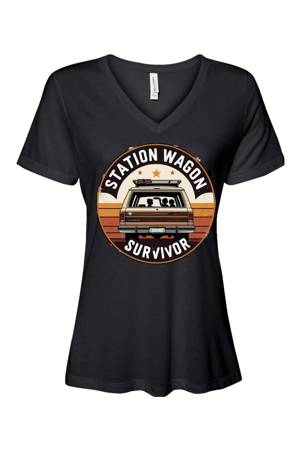 Relaxed Fit Women's V-Neck T-Shirt - Station Wagon Survivor
