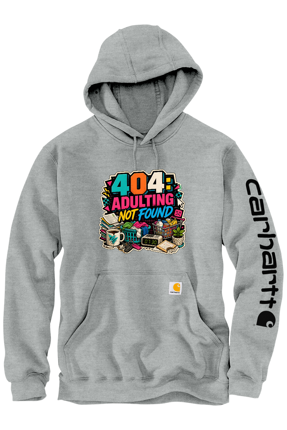 Carhartt Midweight Hooded Sweatshirt: 404 Adulting Not Found