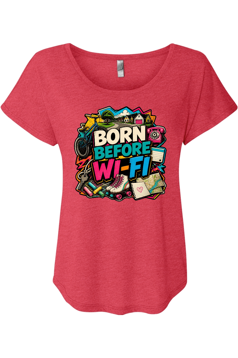 BORN BEFORE WI-FI Women's Triblend Dolman Tee
